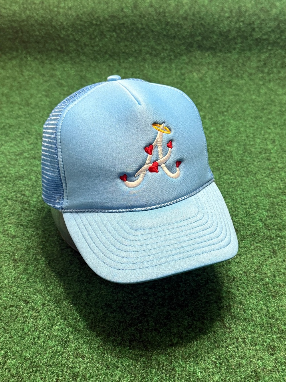 *MINT* Vintage Atlanta Braves SnapBack Trucker Hat (Nissun Brand) Light Blue